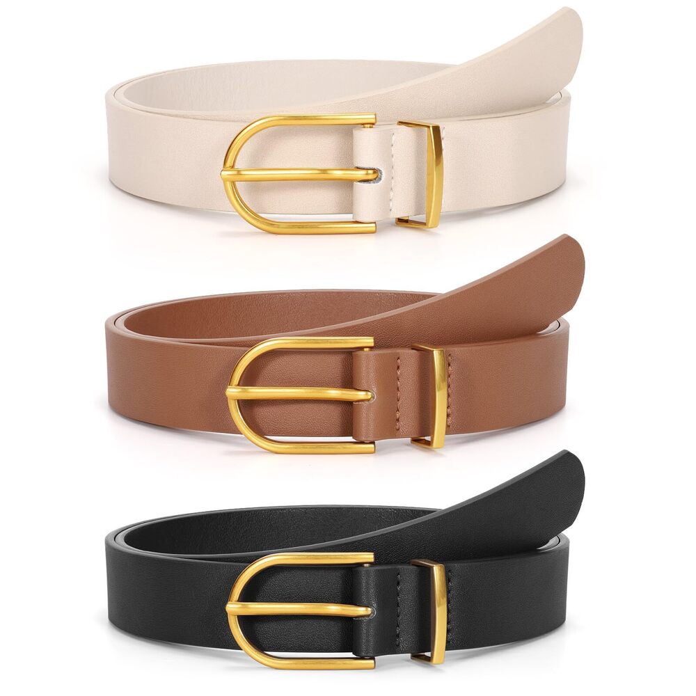 3678 Women's Leather Belts For Jeans Pants Fashion Ladies Belt With Gold